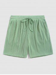 Short Bermudas Côtelé Texturé en Couleur Unie à Cordon - Vert clair L