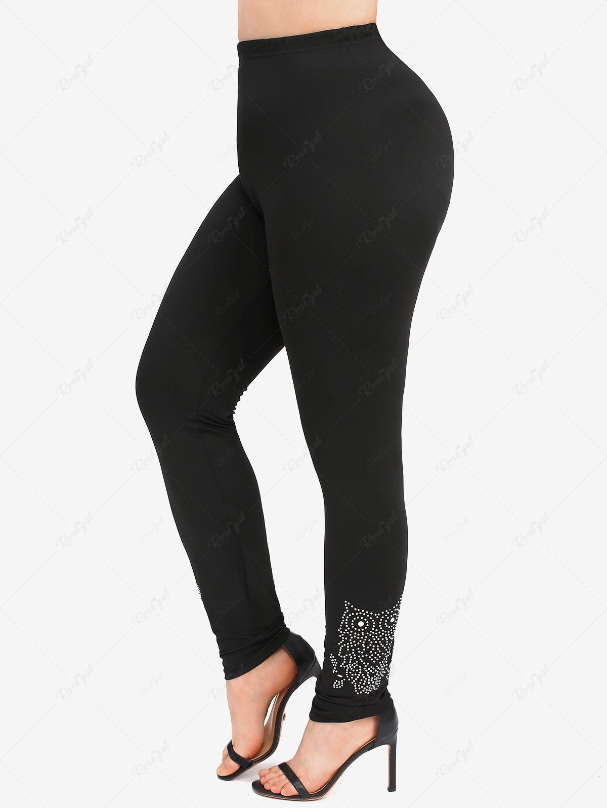 Leggings Hibou Strass Brillant Grande Taille Noir 4X | US 26-28