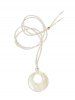Shell Faux Pearl Circle Pendant Necklace -  