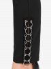 Plus Size O-Ring Tied Side Split Pocket Solid Color Pull On Pants -  
