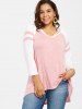 Plus Size Two Tone Raglan Sleeve Tee -  