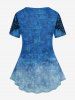 T-shirt 3D Applique Imprimé avec Poche en Denim de Grande Taille - Bleu S