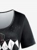 Plus Size Clown Print Painting Splatter Short Sleeves T-shirt -  