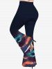 Halloween Plus Size Moon Tree Glitter Hat Girl Print Flare Pants -  