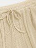 Men's Solid Color Ribbed Textured Drawstring Bermuda Shorts -  
