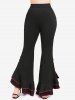 Plus Size Lettuce Layered Buttons Flare Pants -  