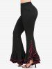 Plus Size Lettuce Layered Buttons Flare Pants -  