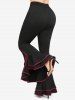 Plus Size Lettuce Layered Buttons Flare Pants -  