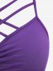 Plus Size Gothic Crisscross Ruched Cami Dress and Lace-up Floral Lace Hooded Cover Set -  