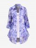 Plus Size Chain Panel Crisscross Ruched Cami Top and Tie Dye Buttons Blouse -  