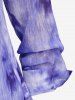 Plus Size Chain Panel Crisscross Ruched Cami Top and Tie Dye Buttons Blouse -  