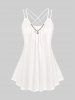 Plus Size Chain Panel Crisscross Ruched Cami Top and Tie Dye Buttons Blouse -  