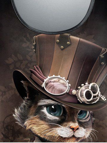 Plus Size Cat Hat Floral Print T-shirt