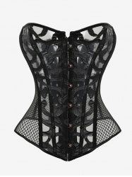 Gothic Button Fishnet Lace Up Corset -  