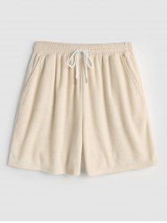 Short Texturé en Couleur Unie à Cordon - café lumière XL