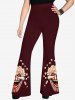 Gothic Clown Popcorn Printed Cold Shoulder Cami T-shirt and Flare Pants Outfit -  