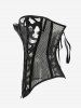 Gothic Button Fishnet Lace Up Corset -  