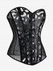 Gothic Button Fishnet Lace Up Corset -  