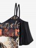 Gothic Wolf Tree Skulls Print Cold Shoulder Cami T-shirt -  
