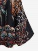 T-shirt Gothique Crâne Arbre Imprimés à Epaule Dénudée - Noir 1X