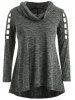 Plus Size Marled Braided Sleeves Cowl Neck T-shirt - Gris L | US 12