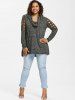 Plus Size Marled Braided Sleeves Cowl Neck T-shirt - Gris 2X | US 18-20
