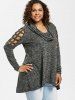 Plus Size Marled Braided Sleeves Cowl Neck T-shirt - Gris 4X | US 26-28
