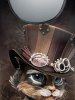 Plus Size Cat Hat Floral Print T-shirt -  