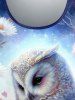 Plus Size Galaxy Flower Wreath Owl Print T-shirt -  