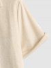 Chemise en Tissu Texturé en Couleur Unie Manches Courtes à Col Revers - café lumière XXL