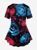 Plus Size Rose Glitter Print Valentines T-shirt -  