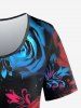 Plus Size Rose Glitter Print Valentines T-shirt -  