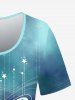 Plus Size Galaxy Ombre Colorblock Print T-shirt -  