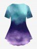 Plus Size Galaxy Ombre Colorblock Print T-shirt -  