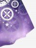 Plus Size Galaxy Ombre Colorblock Print T-shirt -  