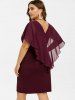 Plus Size Sequins Back Chiffon Overlay Dress -  