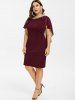 Plus Size Sequins Back Chiffon Overlay Dress -  