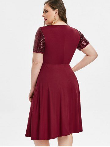 Plus Size Ruched Sparkling Sequin Tulip Hem Dress
