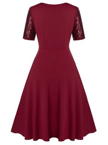 Plus Size Ruched Sparkling Sequin Tulip Hem Dress