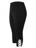 Pantalon Capri avec Lacets et Rivets Grande-Taille - Noir L | US 12