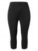 Pantalon Capri avec Lacets et Rivets Grande-Taille - Noir 3X | US 22-24
