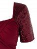 Plus Size Ruched Sparkling Sequin Tulip Hem Dress -  
