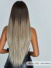 Women's Middle Part Bangs Chocolate Color Ombre Long Silky Straight Synthetic Wig -  