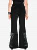 Gothic Wolf Moon Tree Painting Splatter Print Flare Pants -  