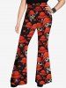 Gothic Skull Mushroom Hat Print Flare Pants -  