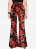 Gothic Skull Mushroom Hat Print Flare Pants -  