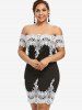 Plus Size Floral Lace Applique Off The Shoulder Bodycon Dress -  