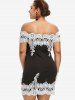 Plus Size Floral Lace Applique Off The Shoulder Bodycon Dress -  