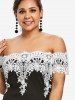 Plus Size Floral Lace Applique Off The Shoulder Bodycon Dress -  