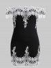 Plus Size Floral Lace Applique Off The Shoulder Bodycon Dress -  